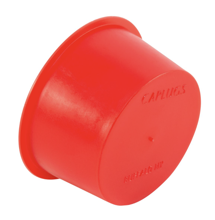 Example of the red retaining plug used inside the bottle throat